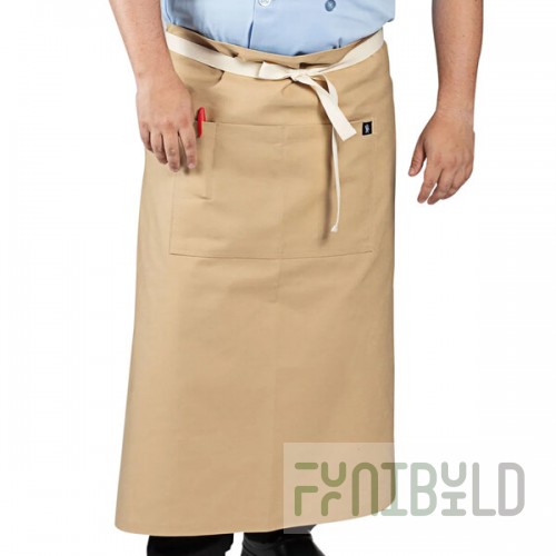Uncommon Chef 3119 Light Beige Customizable 100% Cotton Canvas Marvel Bistro Apron with Natural Webbing and 1 Pocket - 33