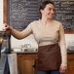 Choice Brown Poly-Cotton Standard Waist Apron with 3 Pockets - 12