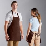 Choice Brown Poly-Cotton Standard Waist Apron with 3 Pockets - 12