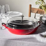 Staub 3.5 Qt. Cherry Enameled Cast Iron Brazier with Glass Lid 1003539 Staub 3.5 Qt. Cherry Enameled Cast Iron Brazier with Glass Lid 1003539