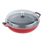 Staub 3.5 Qt. Cherry Enameled Cast Iron Brazier with Glass Lid 1003539 Staub 3.5 Qt. Cherry Enameled Cast Iron Brazier with Glass Lid 1003539