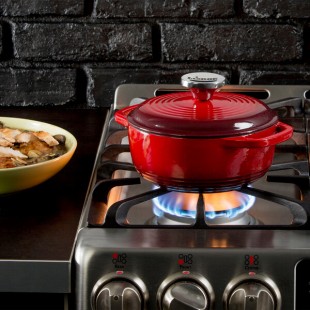 Lodge EC1D43 1.5 Qt. Island Spice Red Enameled Cast Iron Dutch Oven Lodge EC1D43 1.5 Qt. Island Spice Red Enameled Cast Iron Dutch Oven