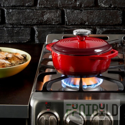 Lodge EC1D43 1.5 Qt. Island Spice Red Enameled Cast Iron Dutch Oven