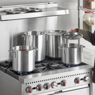 Choice 8-Piece Standard Weight Aluminum Stock Pot Set with 8 Qt., 12 Qt., 16 Qt., and 20 Qt. Pots and Covers