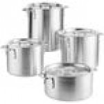 Choice 8-Piece Standard Weight Aluminum Stock Pot Set with 8 Qt., 12 Qt., 16 Qt., and 20 Qt. Pots and Covers