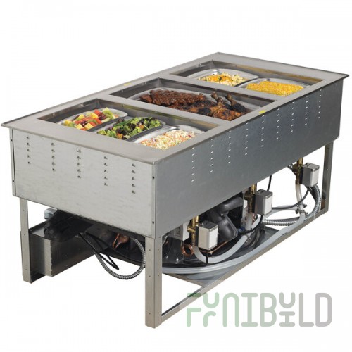 Vollrath FC-6HC-03120-AD Three Well Modular Drop-In Hot / Cold Food Well with Auto Manifold Drain - 120V