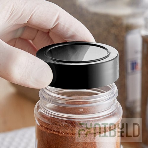 63/485 Black Induction-Lined Polypropylene Spice Cap - 600/Case