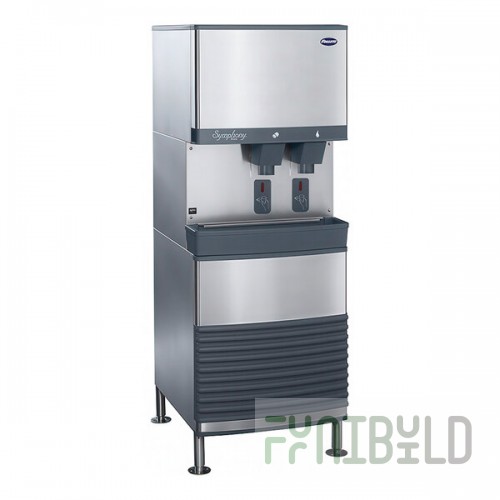 Follett 110FB414A-S Symphony Plus 110 Series Air Cooled Chewblet Freestanding Ice Maker and Water Dispenser with 90 lb. Storage and SensorSAFE - 115V, 425 lb.