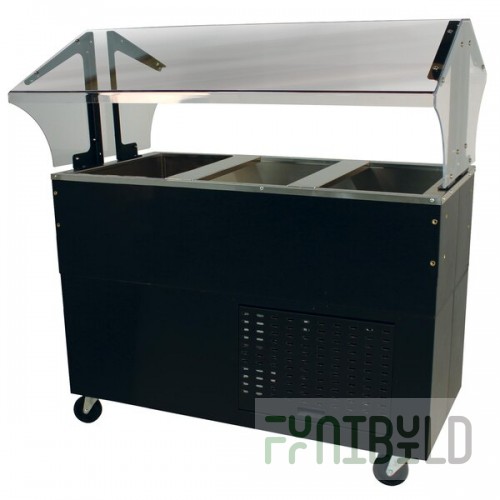 Advance Tabco BMACP3-B-SB Mechanically Assisted Three Well Everyday Buffet Cold Pan Table with Enclosed Base - Open Well