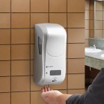San Jamar SH970SS Summit Rely Silver Hybrid Automatic Hand Soap, Sanitizer, and Lotion Dispenser - 5 1/2 San Jamar SH970SS Summit Rely Silver Hybrid Automatic Hand Soap, Sanitizer, and Lotion Dispenser - 5 1/2