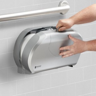 San Jamar R4070SS Summit Double Roll Jumbo Toilet Tissue Dispenser - Silver San Jamar R4070SS Summit Double Roll Jumbo Toilet Tissue Dispenser - Silver