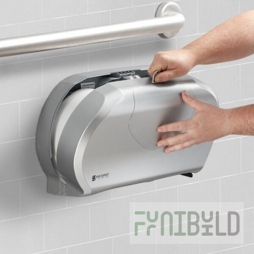 San Jamar R4070SS Summit Double Roll Jumbo Toilet Tissue Dispenser - Silver