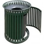 Wausau Tile MF3230 24 Gallon Flat Steel Round Trash Can with Aluminum Ash-N-Trash Lid, Rain Hood, and Side Door Wausau Tile MF3230 24 Gallon Flat Steel Round Trash Can with Aluminum Ash-N-Trash Lid, Rain Hood, and Side Door