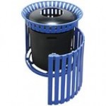 Wausau Tile MF3230 24 Gallon Flat Steel Round Trash Can with Aluminum Ash-N-Trash Lid, Rain Hood, and Side Door Wausau Tile MF3230 24 Gallon Flat Steel Round Trash Can with Aluminum Ash-N-Trash Lid, Rain Hood, and Side Door