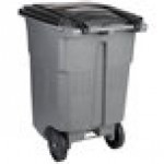 Toter ACC96-54689 96 Gallon Gray Rectangular Rotational Molded Wheeled Trash Can with Casters and Lid
