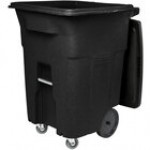 Toter ACC96-54689 96 Gallon Gray Rectangular Rotational Molded Wheeled Trash Can with Casters and Lid