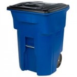 Toter ACC96-54689 96 Gallon Gray Rectangular Rotational Molded Wheeled Trash Can with Casters and Lid