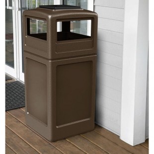 Commercial Zone 73303799 PolyTec 42 Gallon Square Brown Trash Can and Ashtray Dome Lid Set Commercial Zone 73303799 PolyTec 42 Gallon Square Brown Trash Can and Ashtray Dome Lid Set