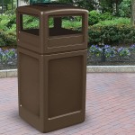 Commercial Zone 73303799 PolyTec 42 Gallon Square Brown Trash Can and Ashtray Dome Lid Set