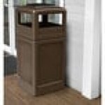 Commercial Zone 73303799 PolyTec 42 Gallon Square Brown Trash Can and Ashtray Dome Lid Set