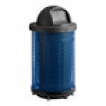 Lancaster Table & Seating 36 Gallon Heavy-Duty Round Blue Expanded Steel Outdoor Trash Can with Dome Lid Lancaster Table & Seating 36 Gallon Heavy-Duty Round Blue Expanded Steel Outdoor Trash Can with Dome Lid