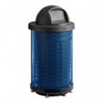 Lancaster Table & Seating 36 Gallon Heavy-Duty Round Blue Expanded Steel Outdoor Trash Can with Dome Lid Lancaster Table & Seating 36 Gallon Heavy-Duty Round Blue Expanded Steel Outdoor Trash Can with Dome Lid