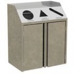 Lakeside 4415B Stainless Steel Rectangular Refuse / Recycle / Paper Station with Front Access and Black Laminate Finish - 37 1/2
