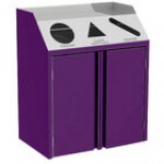 Lakeside 4415B Stainless Steel Rectangular Refuse / Recycle / Paper Station with Front Access and Black Laminate Finish - 37 1/2