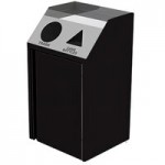 Lakeside 4415B Stainless Steel Rectangular Refuse / Recycle / Paper Station with Front Access and Black Laminate Finish - 37 1/2