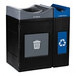 Commercial Zone Avante 85 Gallon Blue / Gray Polyethylene Rectangular Indoor / Outdoor Narrow Two-Stream Trash Can / Recycling Bin