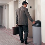 Rubbermaid® FG362000BLA Untouchable 21 Gallon Black Half Round Trash Can Lid with Swing Door Rubbermaid® FG362000BLA Untouchable 21 Gallon Black Half Round Trash Can Lid with Swing Door