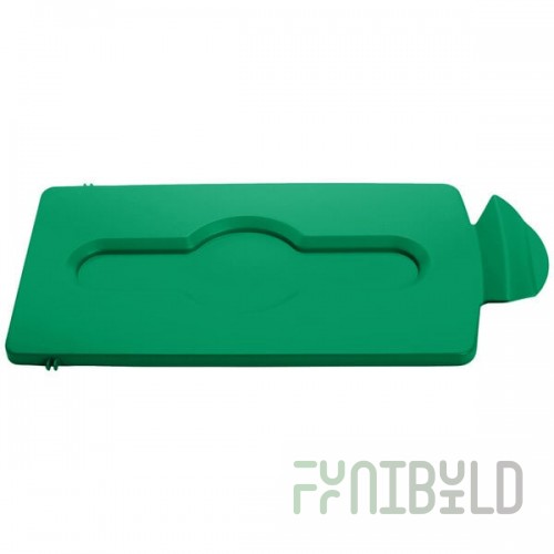 Rubbermaid® 2007884 Slim Jim Recycling Green Rectangular Hinged Flat Lid Insert