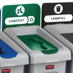 Rubbermaid® 2007884 Slim Jim Recycling Green Rectangular Hinged Flat Lid Insert