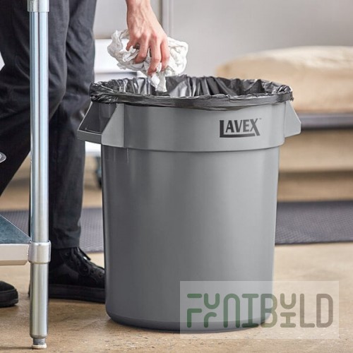 Lavex 20 Gallon Gray Round Commercial Trash Can / Ingredient Bin
