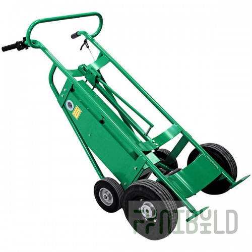 Valley Craft 800 lb. 4-Wheel Battery-Powered Steel Drum Truck with Locking Cover Chime Hook and Pneumatic / Rubber Wheels F89484L