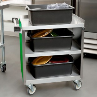 Lakeside 822G Heavy-Duty Stainless Steel Three Shelf Utility Cart With Enclosed Base and Green Finish - 19 1/2 Lakeside 822G Heavy-Duty Stainless Steel Three Shelf Utility Cart With Enclosed Base and Green Finish - 19 1/2
