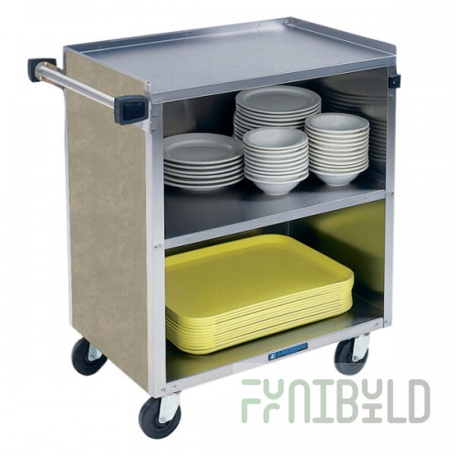Lakeside 622BS 3 Shelf Medium Duty Stainless Steel Utility Cart with Enclosed Base and Beige Suede Finish - 19
