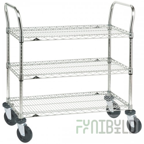 Metro 3SPN33ABR Super Erecta Brite Three Shelf Heavy Duty Utility Cart with Rubber Casters - 18