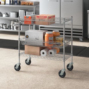 Regency Chrome Two Basket and One Shelf Utility Cart - 18 Regency Chrome Two Basket and One Shelf Utility Cart - 18