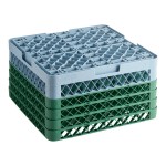 Noble Warewashing 36-Compartment Gray Full-Size Glass Rack with 4 Green Extenders Noble Warewashing 36-Compartment Gray Full-Size Glass Rack with 4 Green Extenders