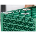 Noble Warewashing 36-Compartment Gray Full-Size Glass Rack with 4 Green Extenders Noble Warewashing 36-Compartment Gray Full-Size Glass Rack with 4 Green Extenders