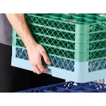 Noble Warewashing 36-Compartment Gray Full-Size Glass Rack with 4 Green Extenders Noble Warewashing 36-Compartment Gray Full-Size Glass Rack with 4 Green Extenders