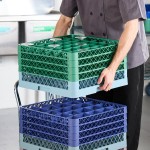 Noble Warewashing 36-Compartment Gray Full-Size Glass Rack with 4 Green Extenders Noble Warewashing 36-Compartment Gray Full-Size Glass Rack with 4 Green Extenders