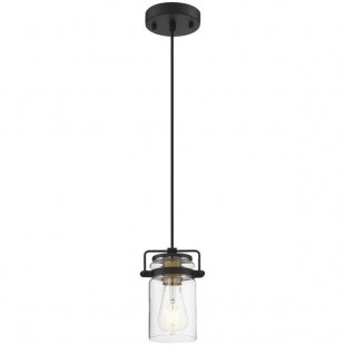 SATCO/NUVO Antebellum 1-Light Mini Pendant Light with Clear Glass and Black and Aged Gold Finish - 120V, 60W SATCO/NUVO Antebellum 1-Light Mini Pendant Light with Clear Glass and Black and Aged Gold Finish - 120V, 60W