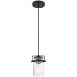 SATCO/NUVO Antebellum 1-Light Mini Pendant Light with Clear Glass and Black and Aged Gold Finish - 120V, 60W