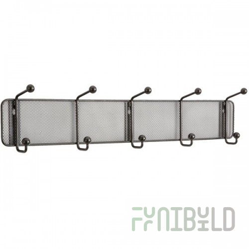 Safco 6403BL Onyx Steel Mesh Five-Peg Coat Hook / Wall Rack
