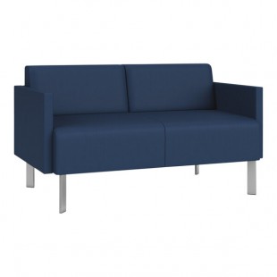 Lesro Luxe Lounge Series Patriot Plus Imperial Blue Vinyl Loveseat with Upholstered Arms and Steel Legs Lesro Luxe Lounge Series Patriot Plus Imperial Blue Vinyl Loveseat with Upholstered Arms and Steel Legs