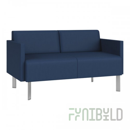 Lesro Luxe Lounge Series Patriot Plus Imperial Blue Vinyl Loveseat with Upholstered Arms and Steel Legs