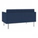 Lesro Luxe Lounge Series Patriot Plus Imperial Blue Vinyl Loveseat with Upholstered Arms and Steel Legs Lesro Luxe Lounge Series Patriot Plus Imperial Blue Vinyl Loveseat with Upholstered Arms and Steel Legs