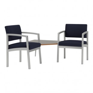 Lesro Lenox Steel Open House Navy Fabric Two Guest Arm Chairs with Sarum Twill Laminate Connecting Corner Table Lesro Lenox Steel Open House Navy Fabric Two Guest Arm Chairs with Sarum Twill Laminate Connecting Corner Table